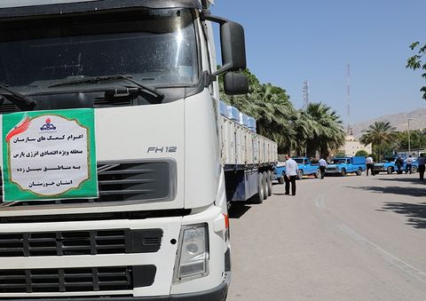 کمک‌های اهدایی منطقه ویژه پارس به سیل‌زدگان خوزستان