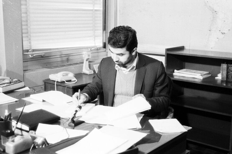 Kazempour in his office, 1985