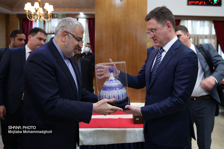 دیدار جواد اوجی، وزیر نفت با الکساندر نواک، معاون نخست‌وزیر فدراسیون روسیه
