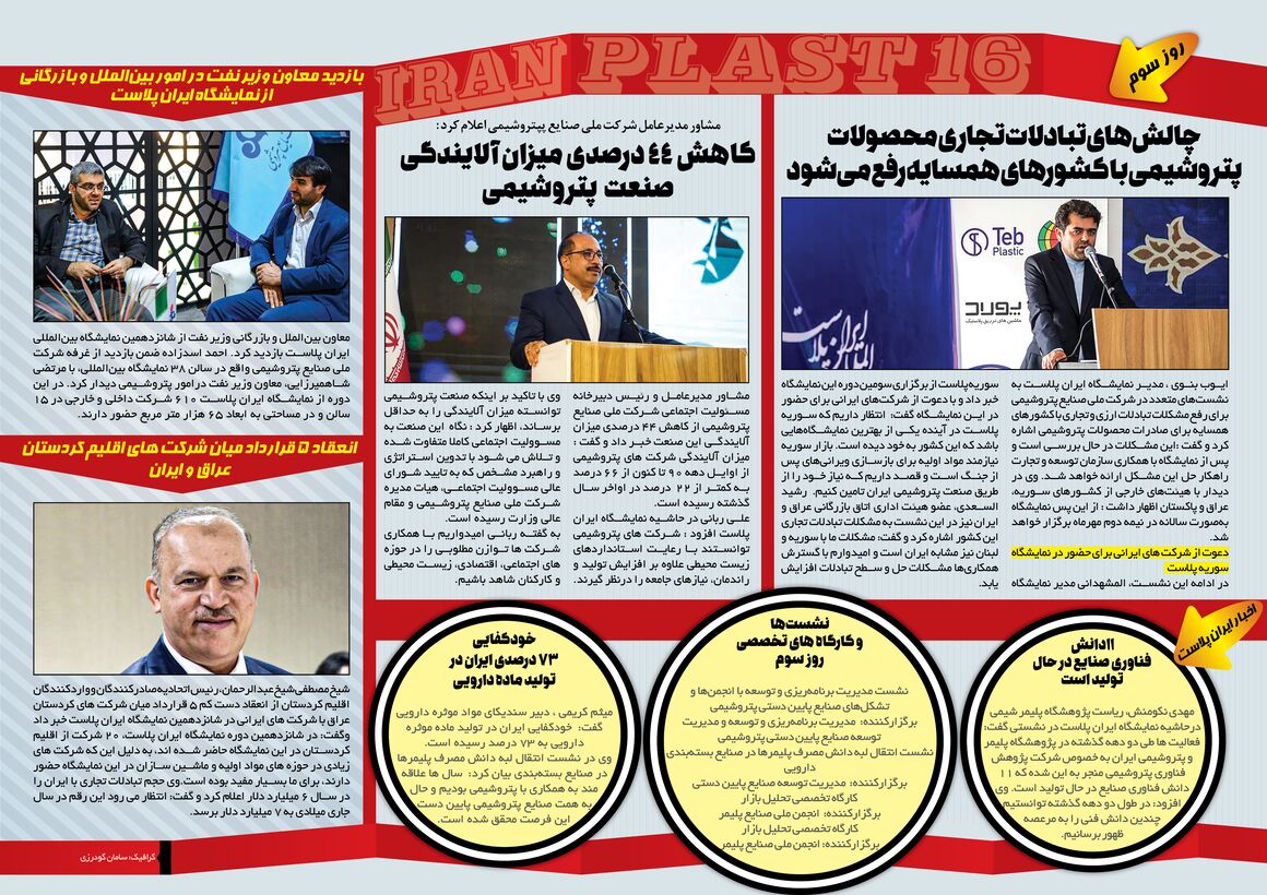 رویدادهای مهم سومین روز شانزدهمین نمایشگاه ایران پلاست