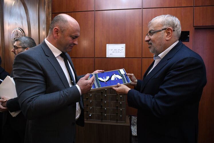 دیدار جواد اوجی، وزیر نفت با الکساندر راگوژنیک، وزیر صنایع جمهوری بلاروس