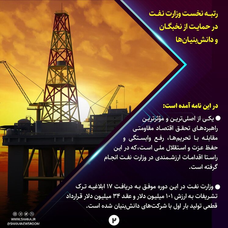 رتبه نخست وزارت نفت در حمایت از نخبگان و دانش بنیان ها