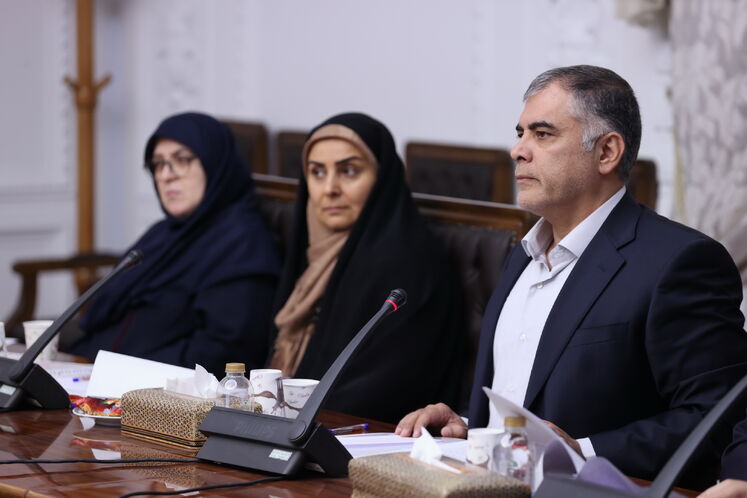 از راست: محسن پاکنژاد، وزیر نفت، فرزانه صادق ماالواجرد، وزیر راه و شهرسازی و فاطمه مهاجرانی، سخنگوی دولت در نشست بررسی همکاریهای مشترک ایران با اعضای بریکس