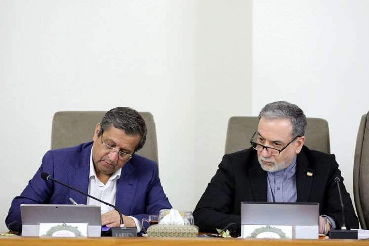 سید عباس عراقچی، وزیر امور خارجه و عبدالناصر همتی،  رئیس بانک مرکزی جمهوری اسلامی ایران 